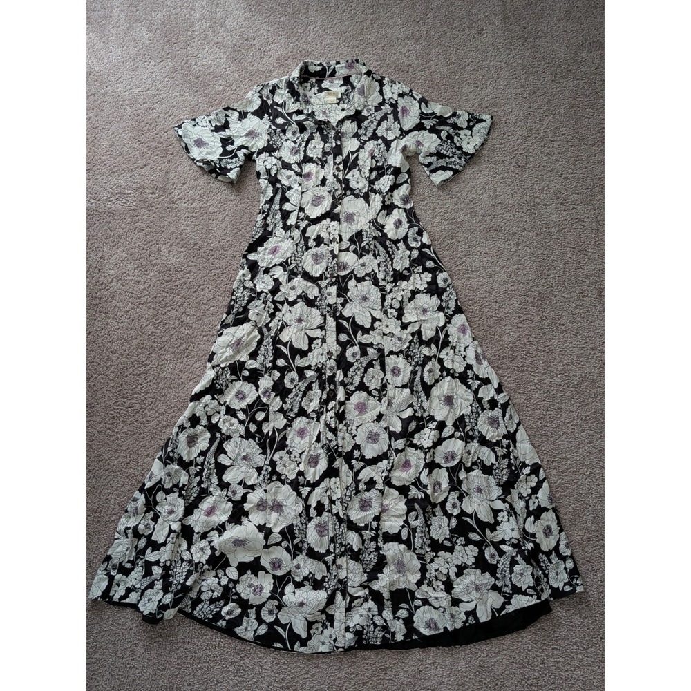 Anthropologie Maeve SS Button Front Floral Print Maxi Shirt Dress Size Medium